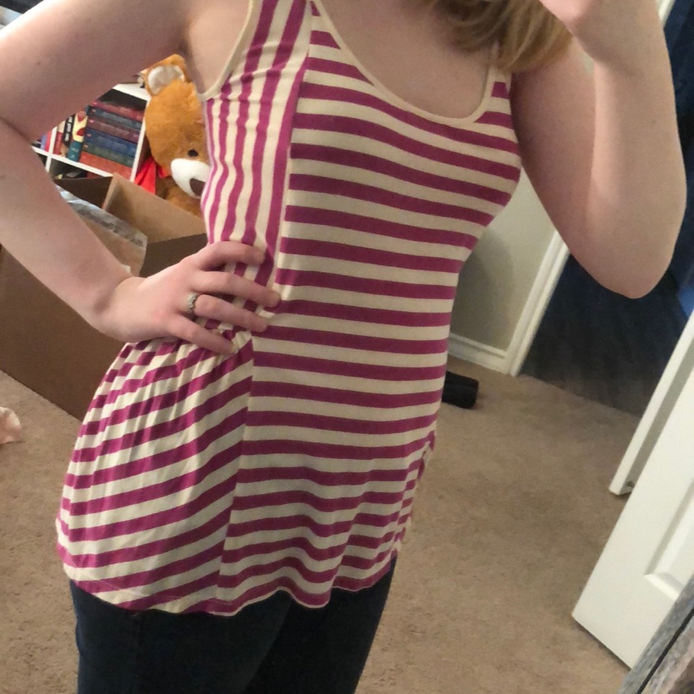 Fossil Pink and White Striped Tank Top